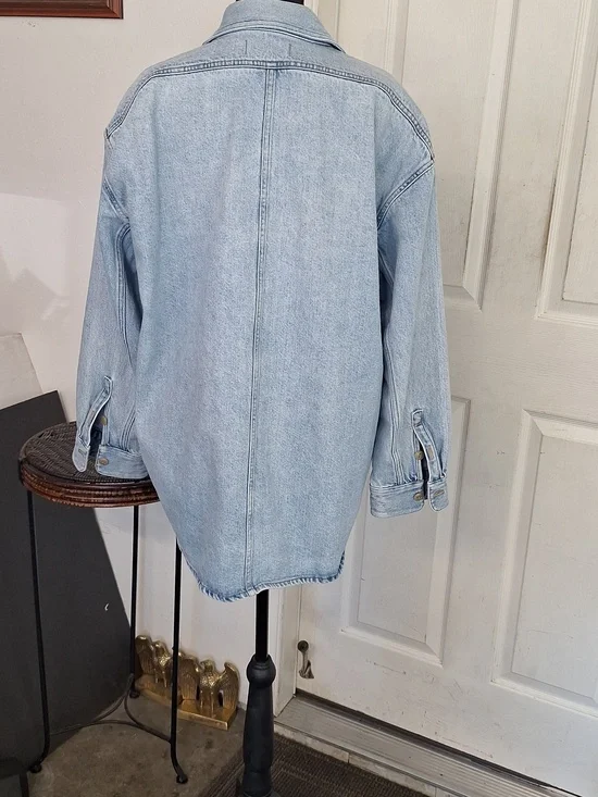 Madewell Blue Denim Trucker Jacket Women Large - Picture 5 of 7